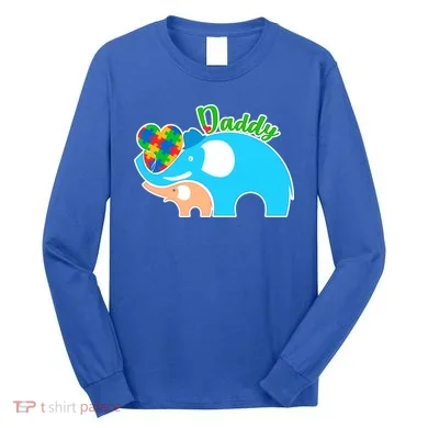 Autism Daddy Cute Elephant Long Sleeve Shirt