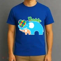Autism Daddy Cute Elephant T-Shirt thumb 3
