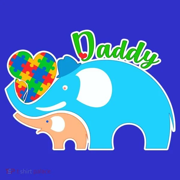 Autism Daddy Cute Elephant T-Shirt