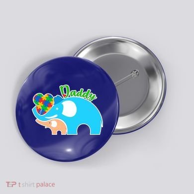 Autism Daddy Cute Elephant Button