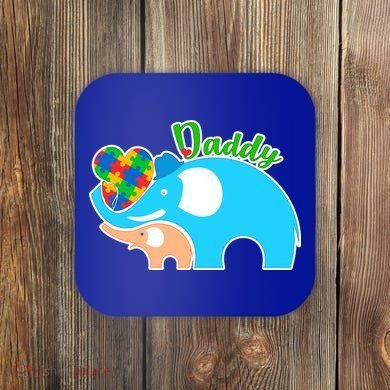 Autism Daddy Cute Elephant Coaster