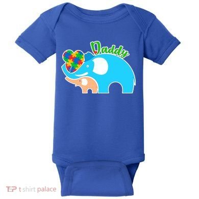 Autism Daddy Cute Elephant Baby Bodysuit