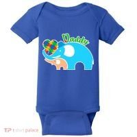 Autism Daddy Cute Elephant Baby Bodysuit thumb 0