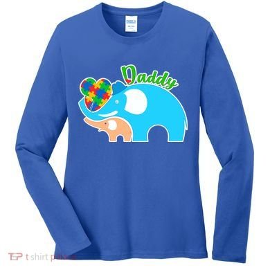 Autism Daddy Cute Elephant Women's Long Sleeve Shirt
