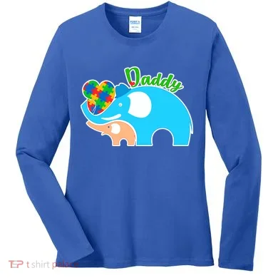 Autism Daddy Cute Elephant Women's Long Sleeve Shirt