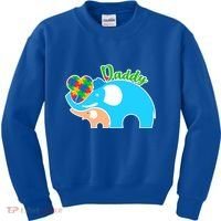 Autism Daddy Cute Elephant Kids Sweatshirt thumb 0