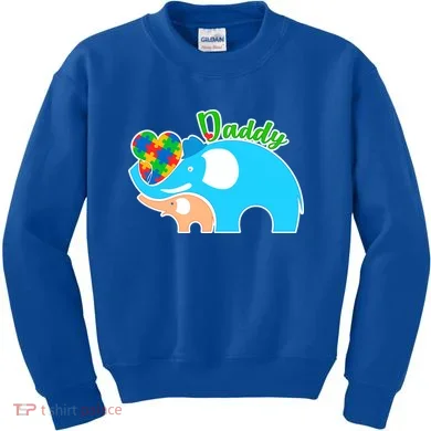 Autism Daddy Cute Elephant Kids Sweatshirt