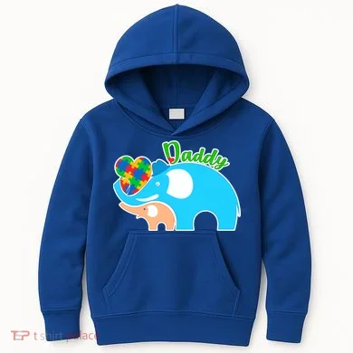 Autism Daddy Cute Elephant Kids Hoodie