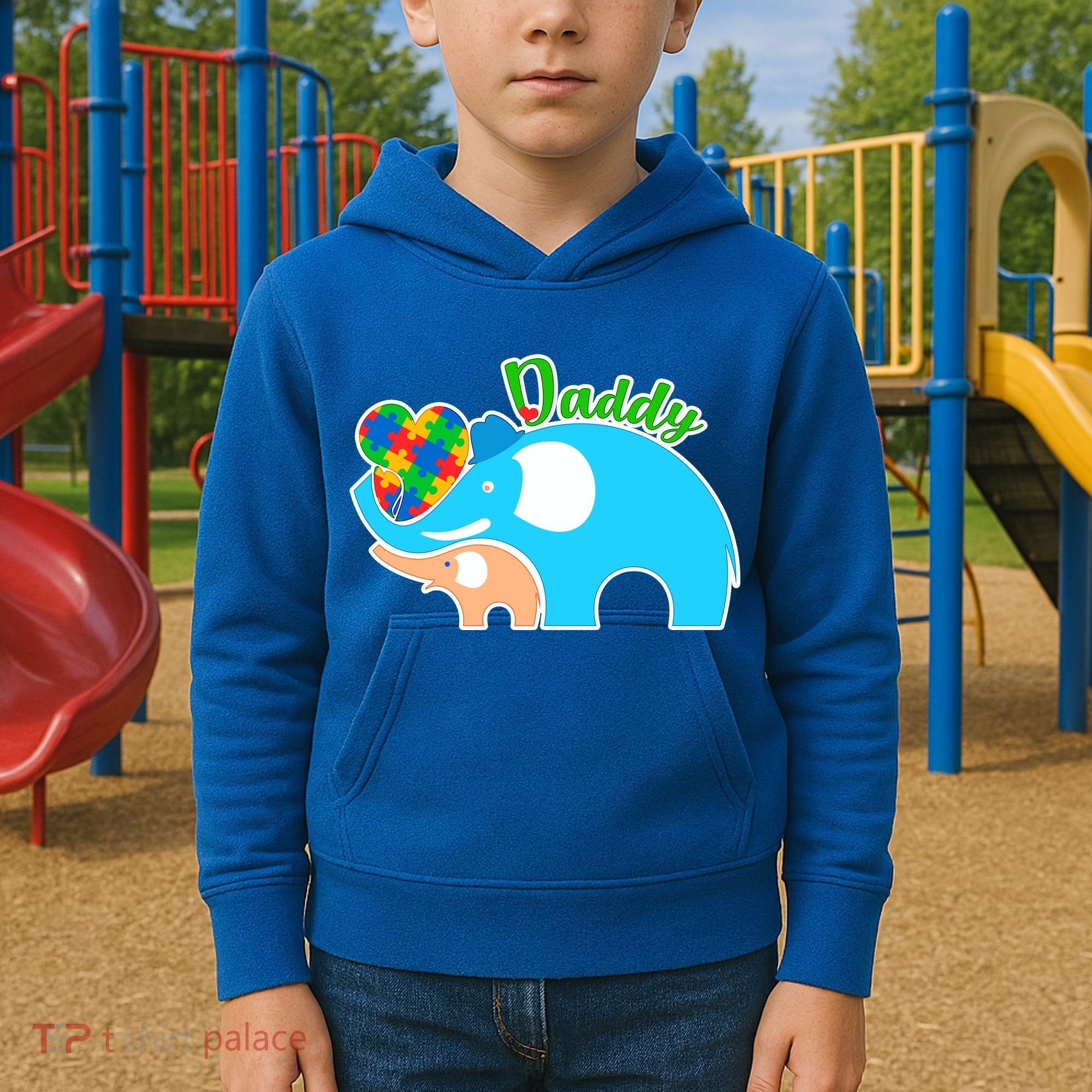 Autism Daddy Cute Elephant Kids Hoodie