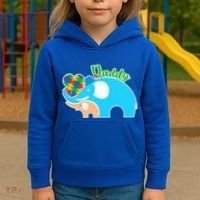 Autism Daddy Cute Elephant Kids Hoodie thumb 3