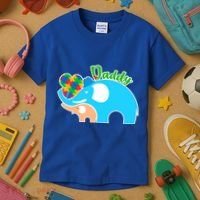 Autism Daddy Cute Elephant Kids T-Shirt thumb 3