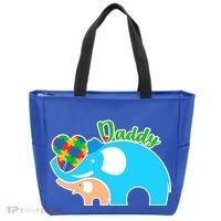 Autism Daddy Cute Elephant Tote Bag thumb 0