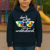 Autism Don't Judge What You Don't Understand Kids Hoodie thumb 3