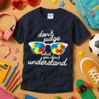 Autism Don't Judge What You Don't Understand Kids T-Shirt thumb 3
