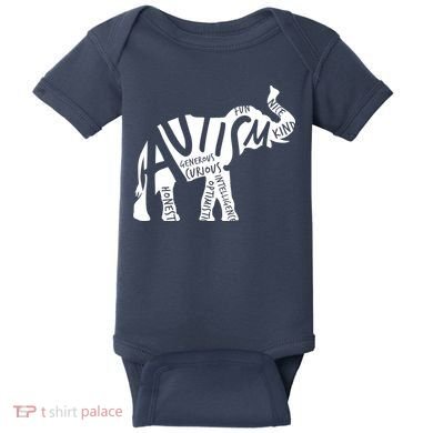 Autism Elephant Kind Words Baby Bodysuit