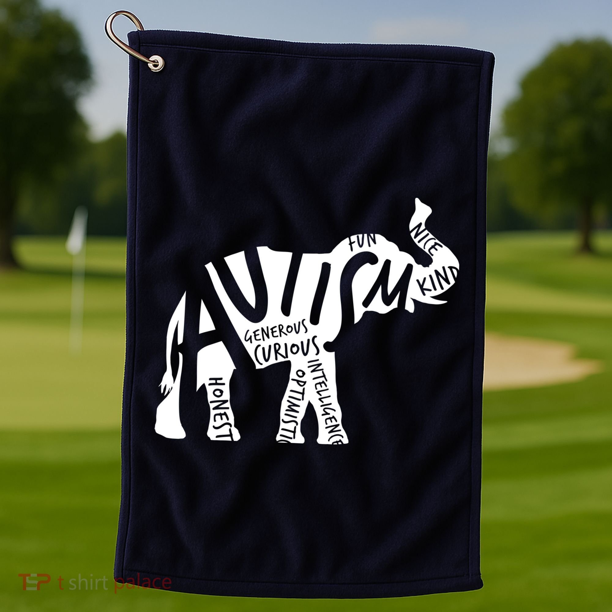 Autism Elephant Kind Words Golf Towel