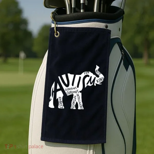 Autism Elephant Kind Words Golf Towel