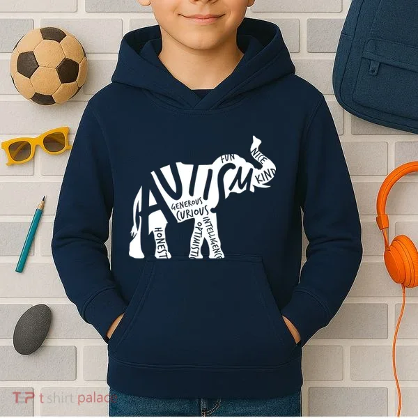 Autism Elephant Kind Words Kids Hoodie