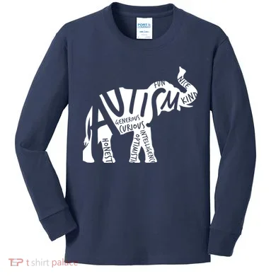 Autism Elephant Kind Words Kids Long Sleeve Shirt