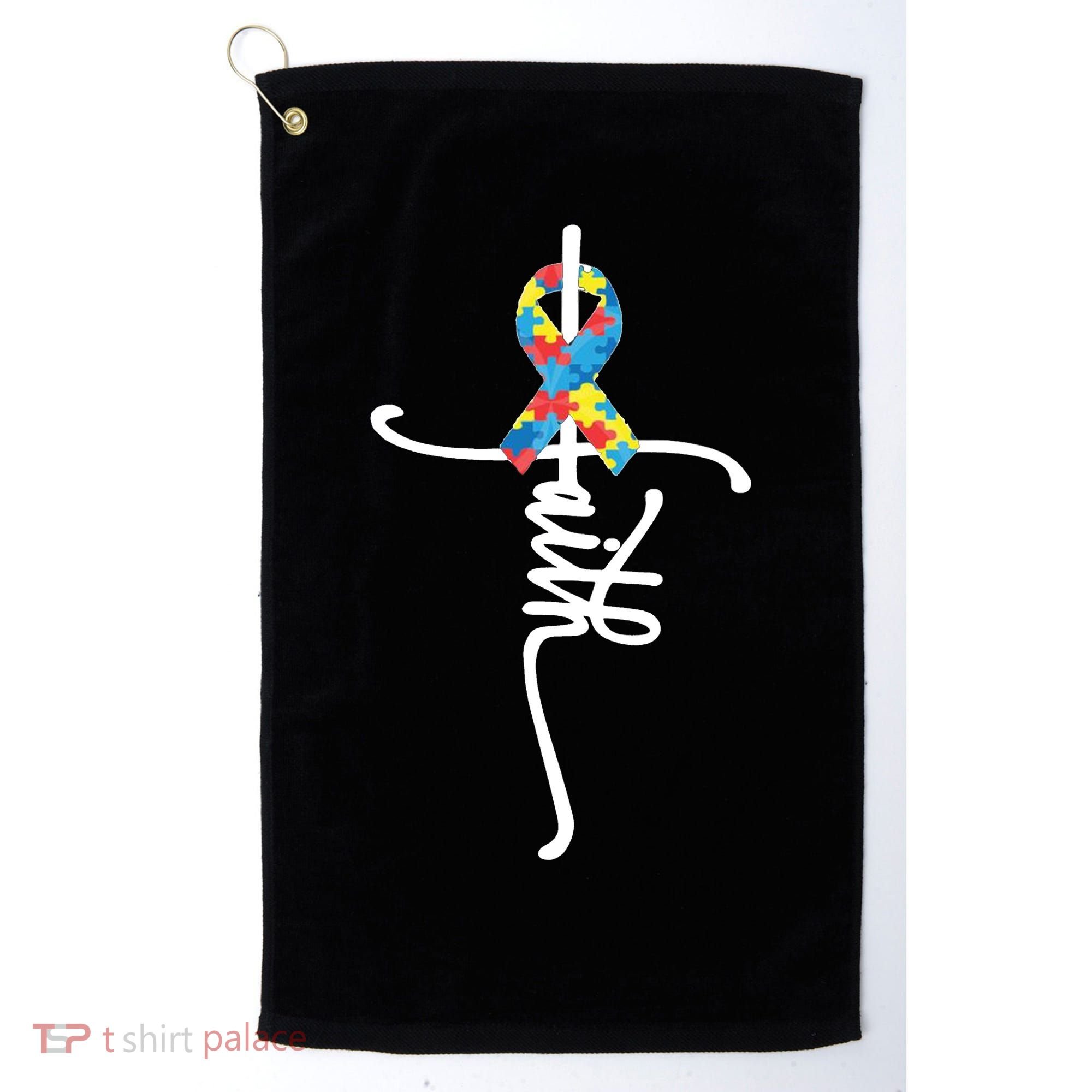 Autism Faith Puzzle Ribbon Golf Towel