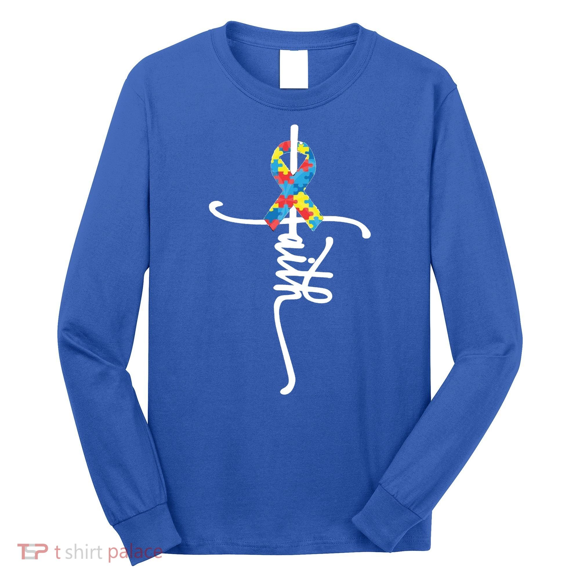 Autism Faith Puzzle Ribbon Long Sleeve Shirt