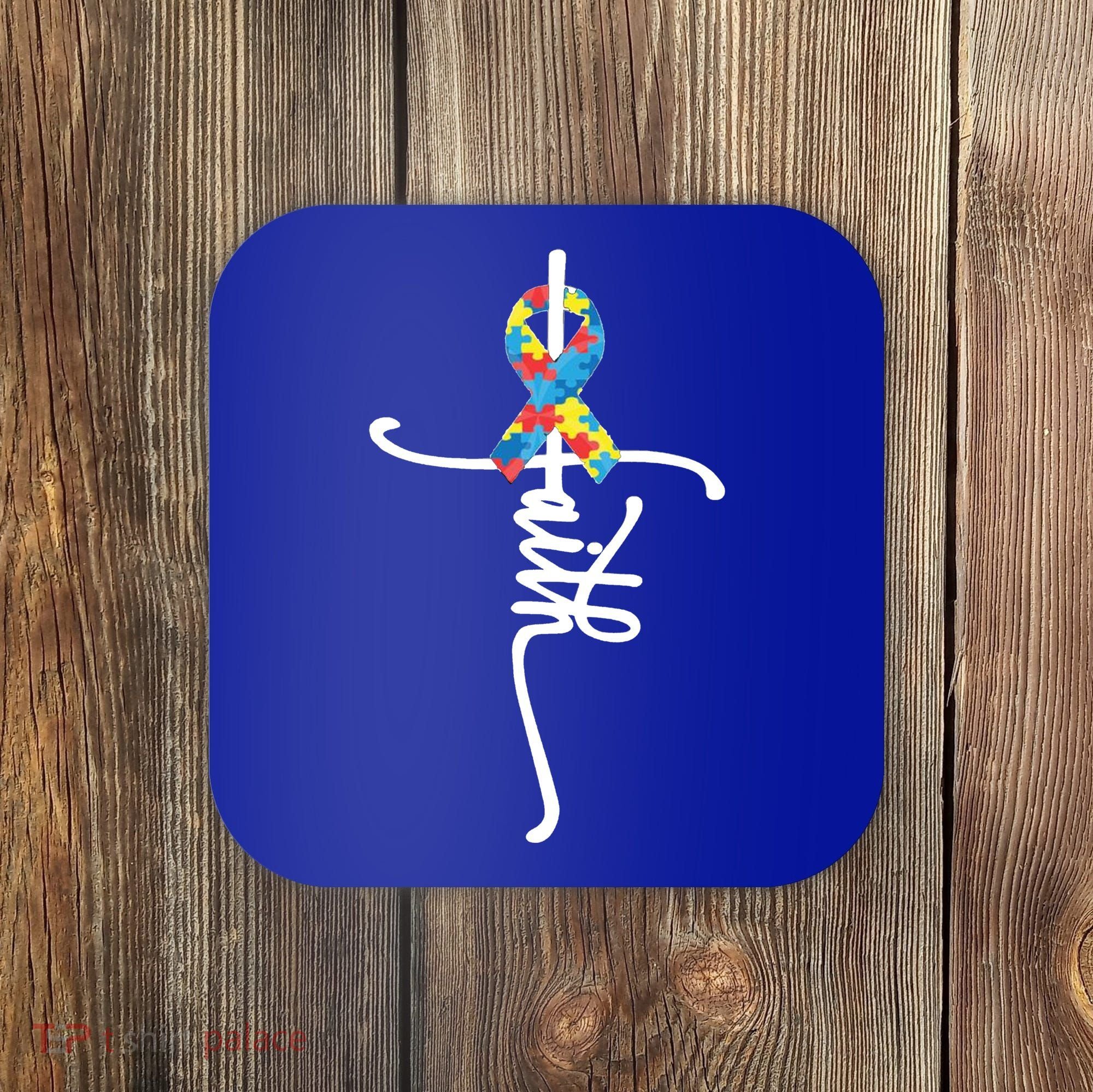 Autism Faith Puzzle Ribbon Coaster