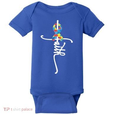 Autism Faith Puzzle Ribbon Baby Bodysuit