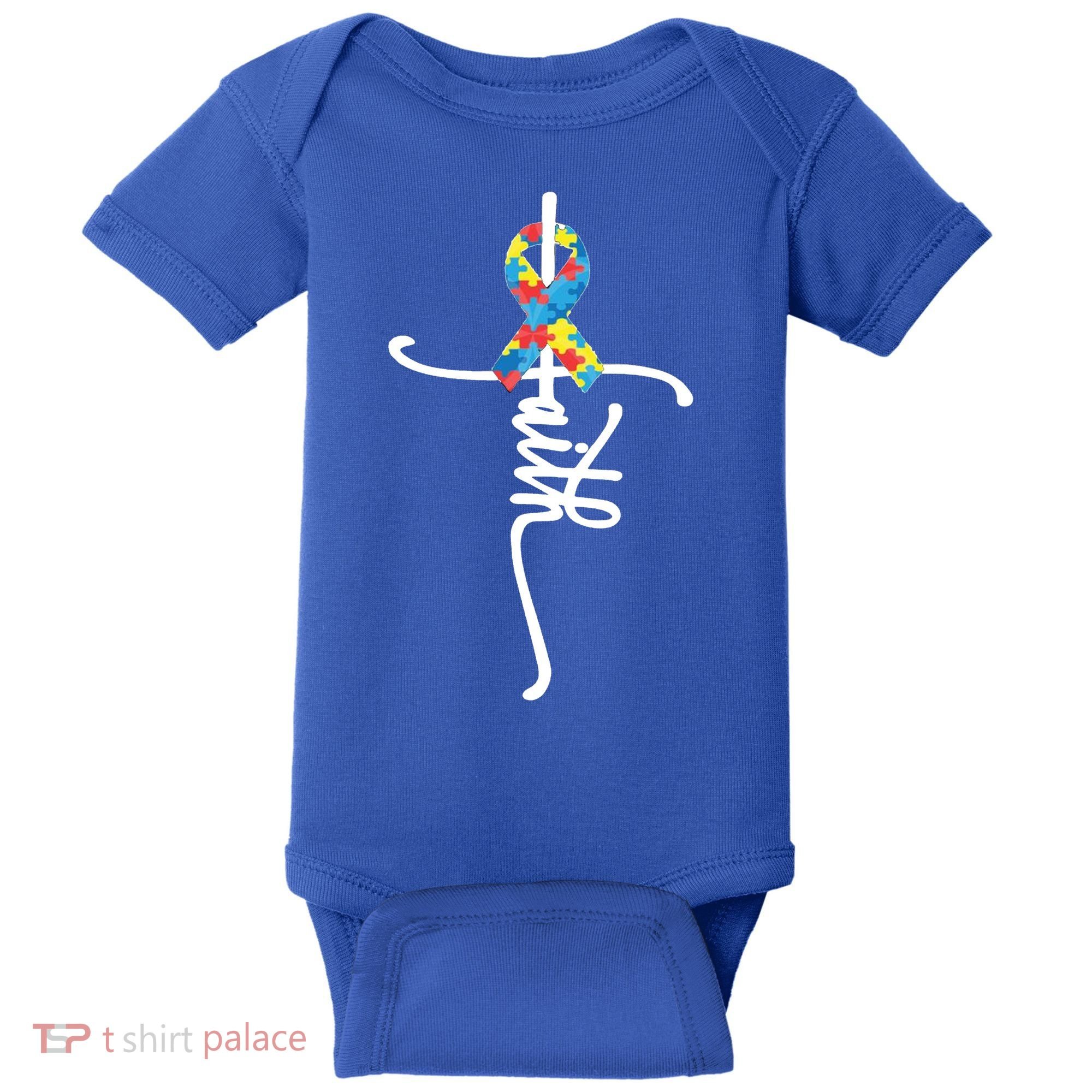 Autism Faith Puzzle Ribbon Baby Bodysuit