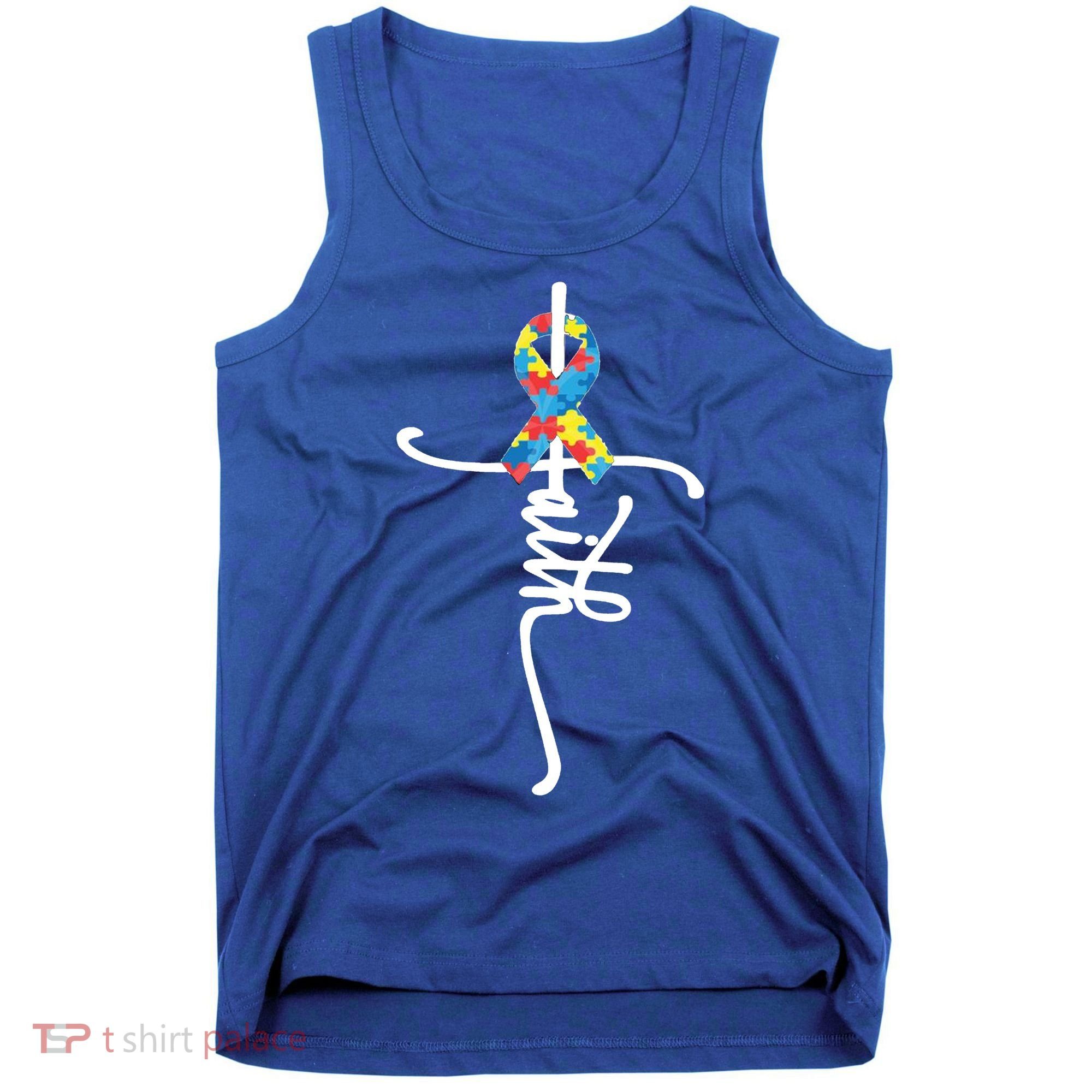 Autism Faith Puzzle Ribbon Tank Top