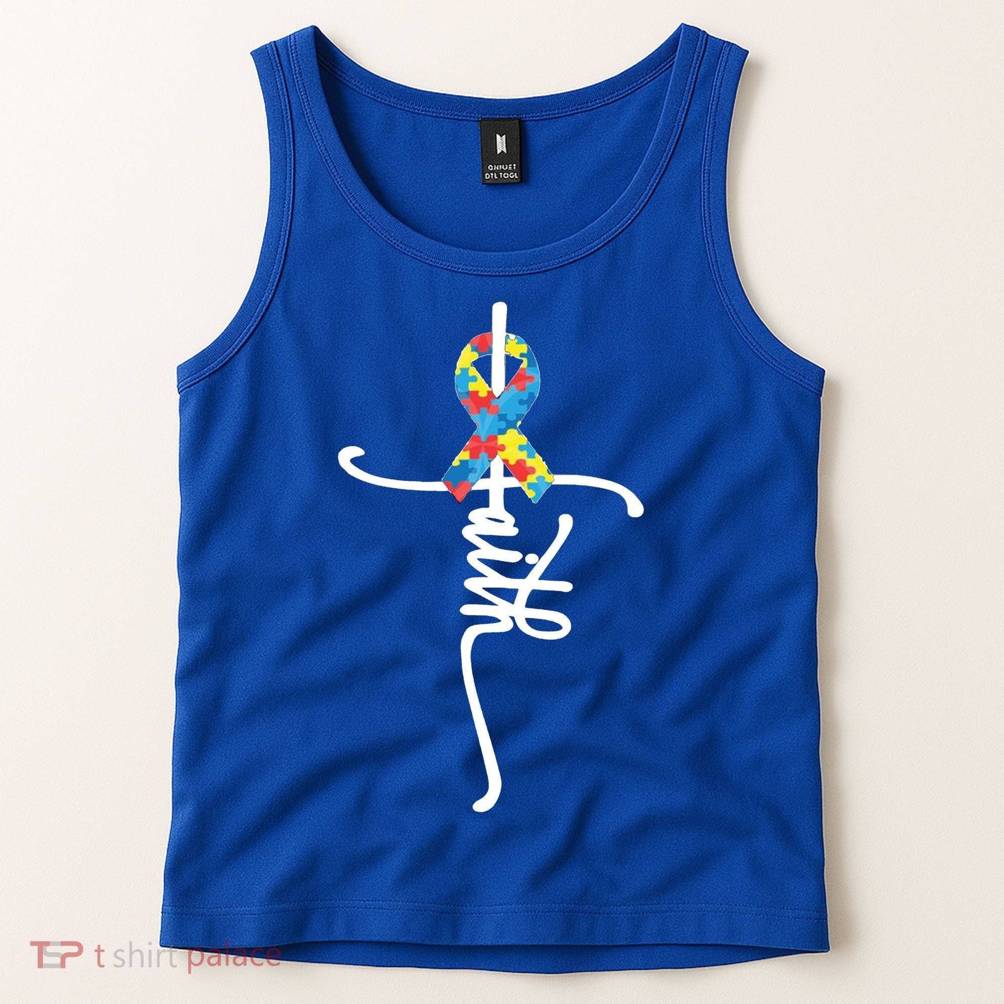 Autism Faith Puzzle Ribbon Tank Top