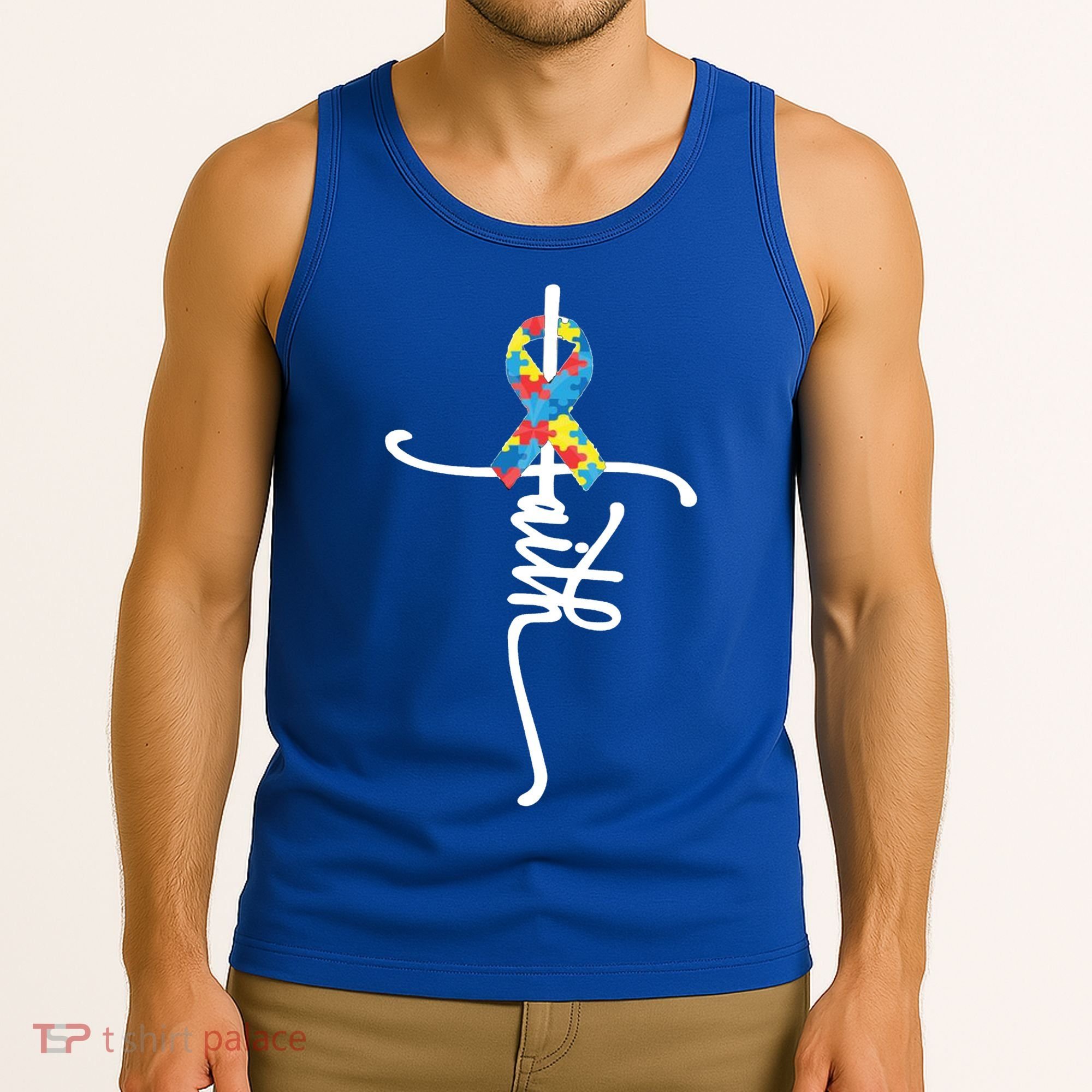 Autism Faith Puzzle Ribbon Tank Top