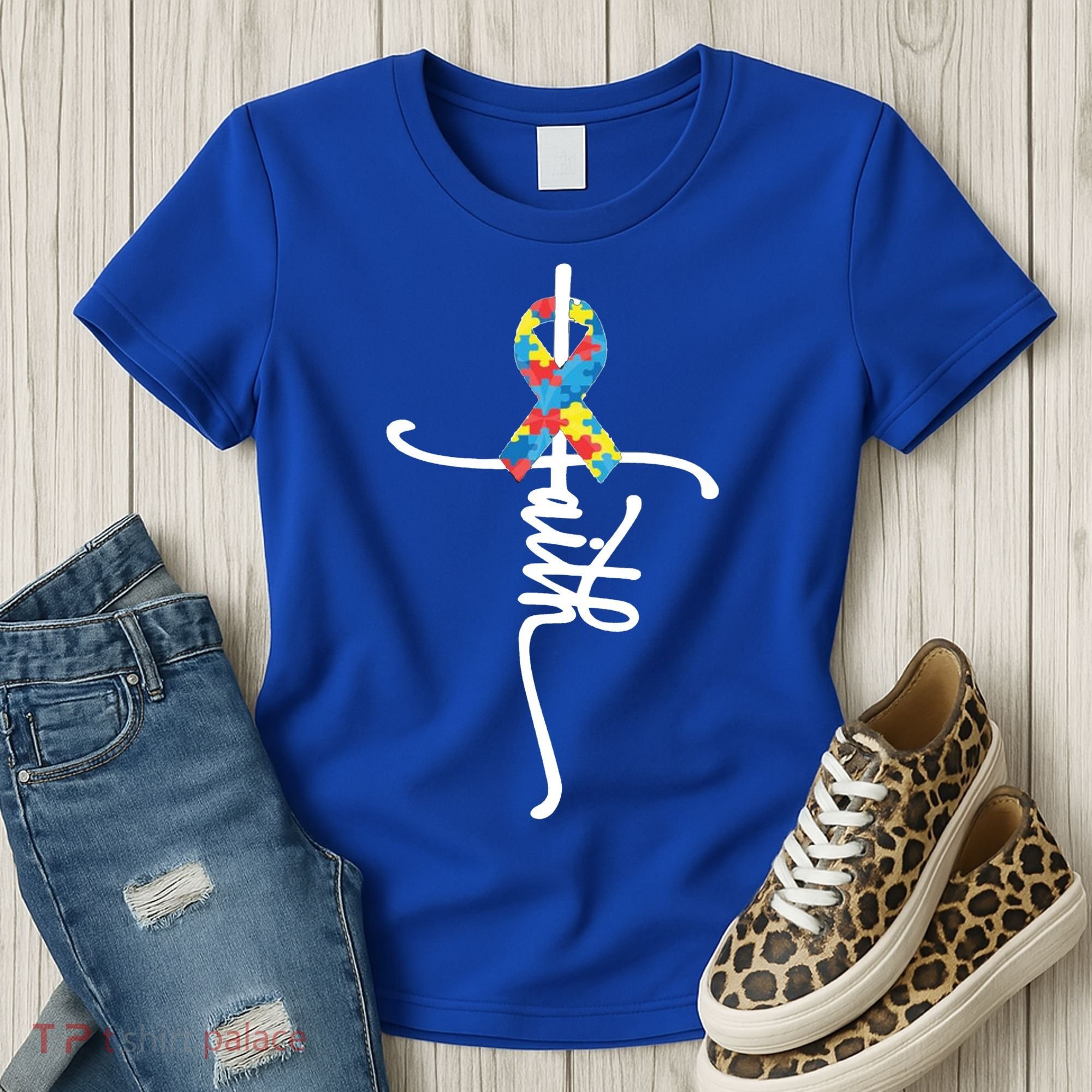 Autism Faith Puzzle Ribbon Women's T-Shirt