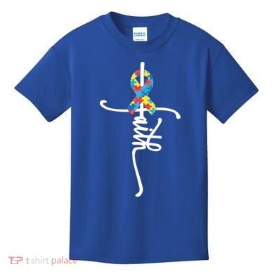 Autism Faith Puzzle Ribbon Kids T-Shirt