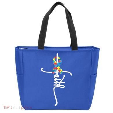 Autism Faith Puzzle Ribbon Tote Bag