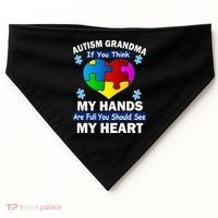 Autism Grandma My Hands Are Full You Should See My Heart USA-Made Doggie Bandana thumb 0