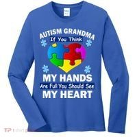 Autism Grandma My Hands Are Full You Should See My Heart Women's Long Sleeve Shirt thumb 0