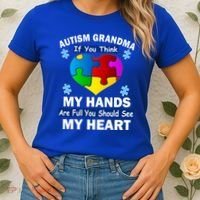 Autism Grandma My Hands Are Full You Should See My Heart Women's T-Shirt thumb 2