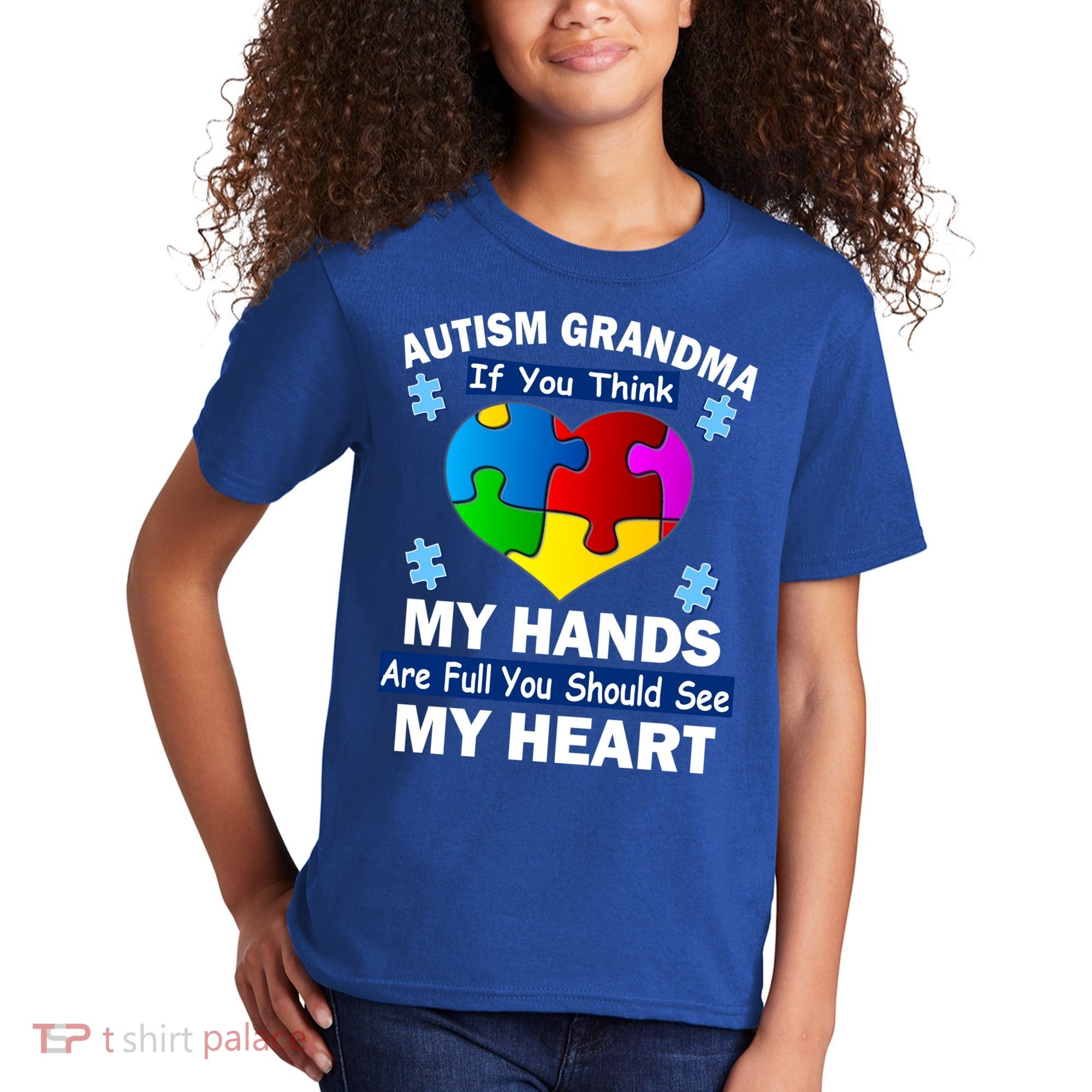 Autism Grandma My Hands Are Full You Should See My Heart Kids T-Shirt