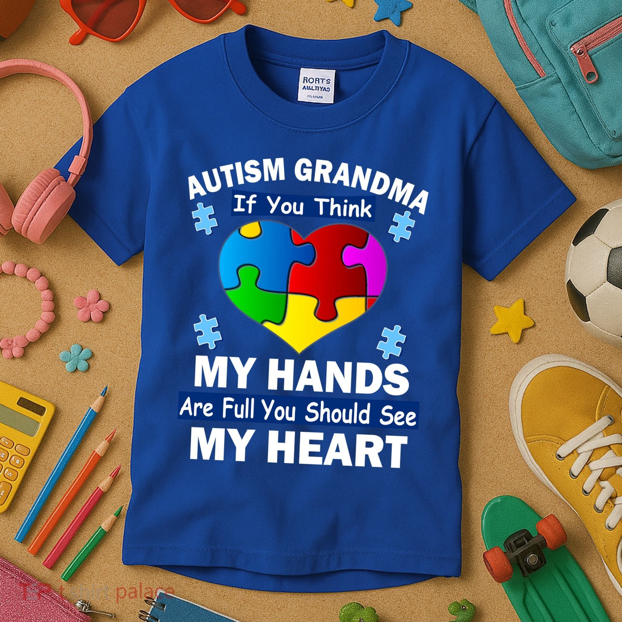 Autism Grandma My Hands Are Full You Should See My Heart Kids T-Shirt