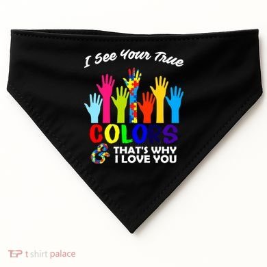 Autism Hand Of Puzzles See Your True Colors USA-Made Doggie Bandana