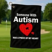 Autism Has A Piece Of My Heart Golf Towel thumb 1