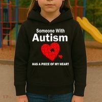 Autism Has A Piece Of My Heart Kids Hoodie thumb 3