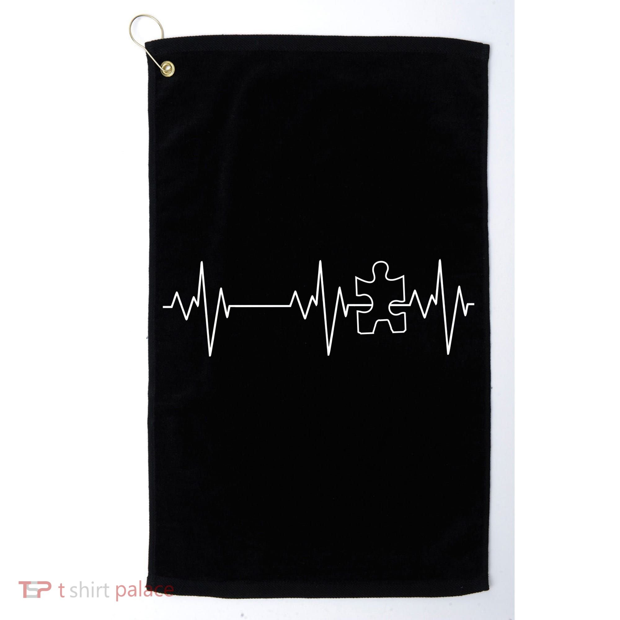 Autism Heartbeat Pulse Puzzle Golf Towel