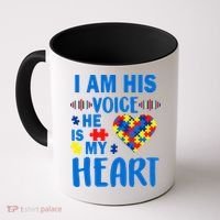 Autism I Am His Voice He Is My Heart Coffee Mug thumb 0