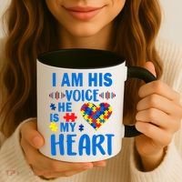 Autism I Am His Voice He Is My Heart Coffee Mug thumb 3