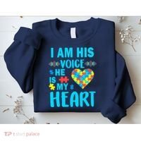 Autism I Am His Voice He Is My Heart Sweatshirt thumb 2