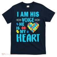 Autism I Am His Voice He Is My Heart T-Shirt thumb 0