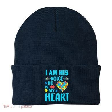 Autism I Am His Voice He Is My Heart Beanie