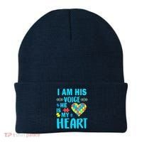 Autism I Am His Voice He Is My Heart Beanie thumb 0