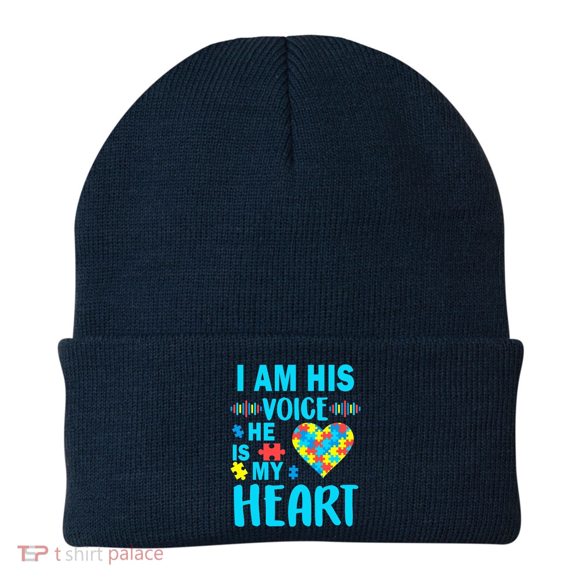 Autism I Am His Voice He Is My Heart Beanie